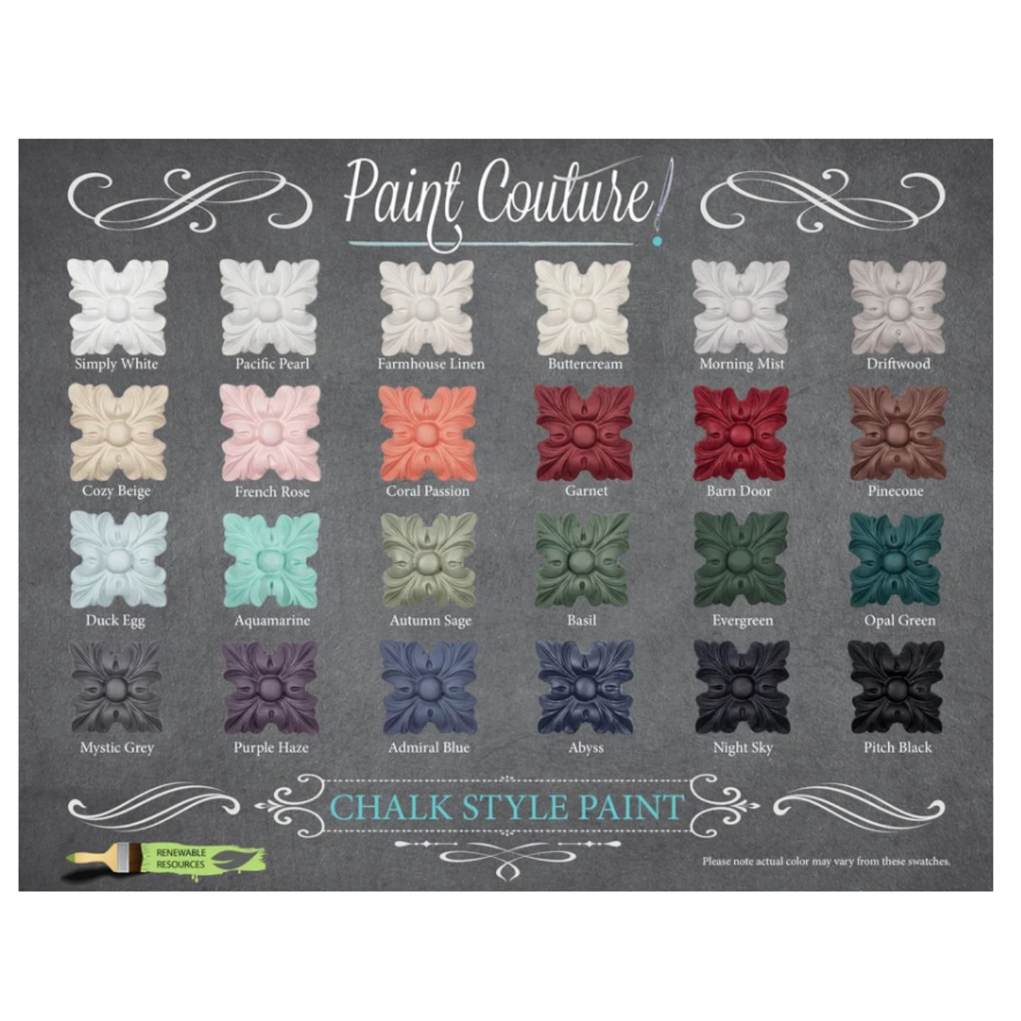 Paint Couture Chalk Style Paint 24-Color Sample Set - Ultra Low VOC