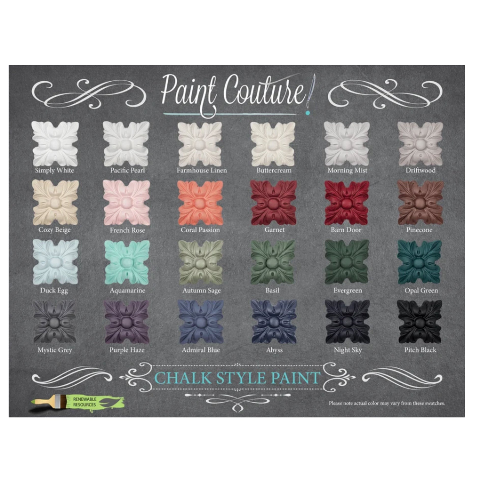 Paint Couture Chalk Style Paint 24-Color Sample Set - Ultra Low VOC
