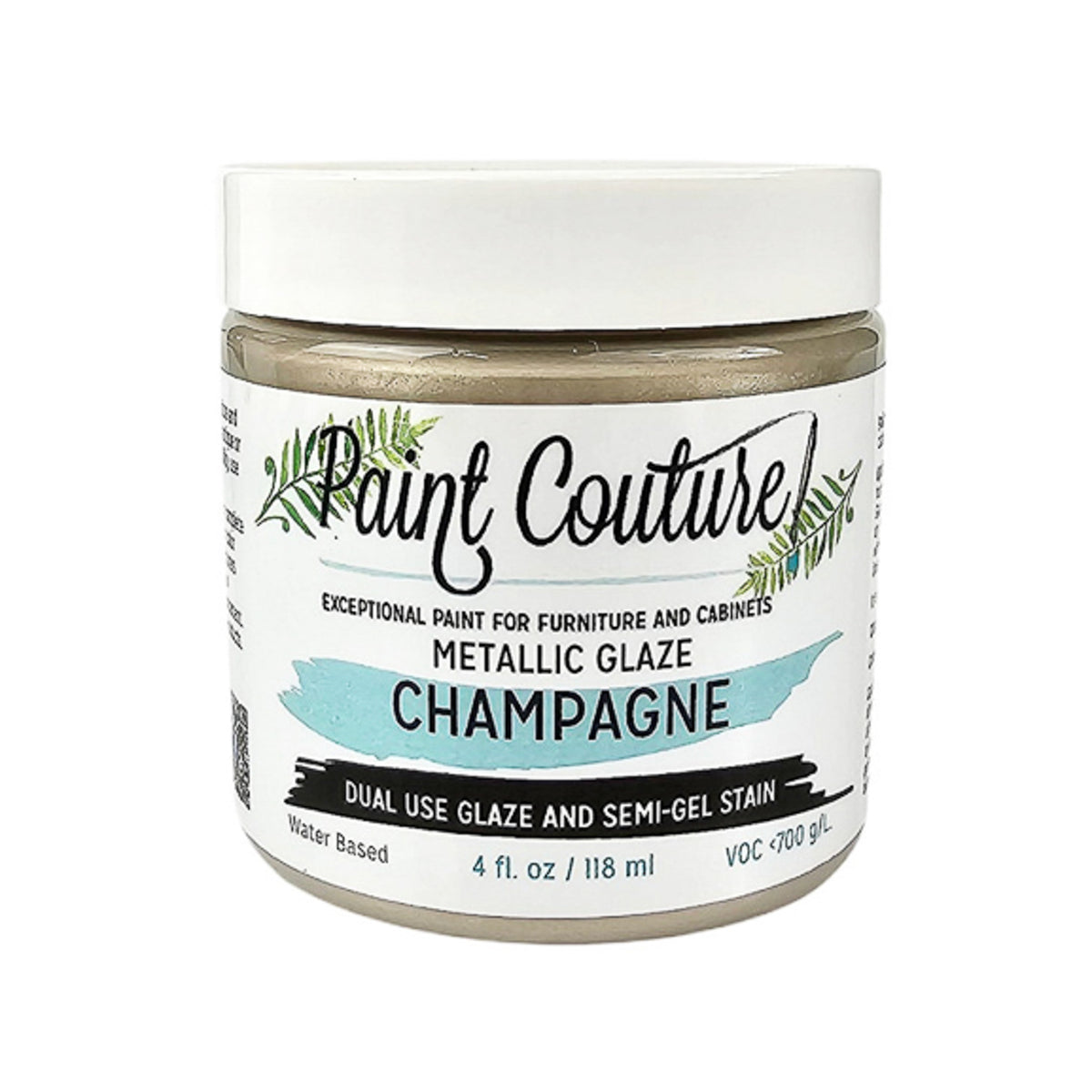 Paint Couture Champagne Metallic Glaze and Wood Stain Furniture Finish
