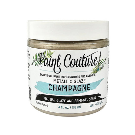 Paint Couture Champagne Metallic Glaze and Wood Stain Furniture Finish