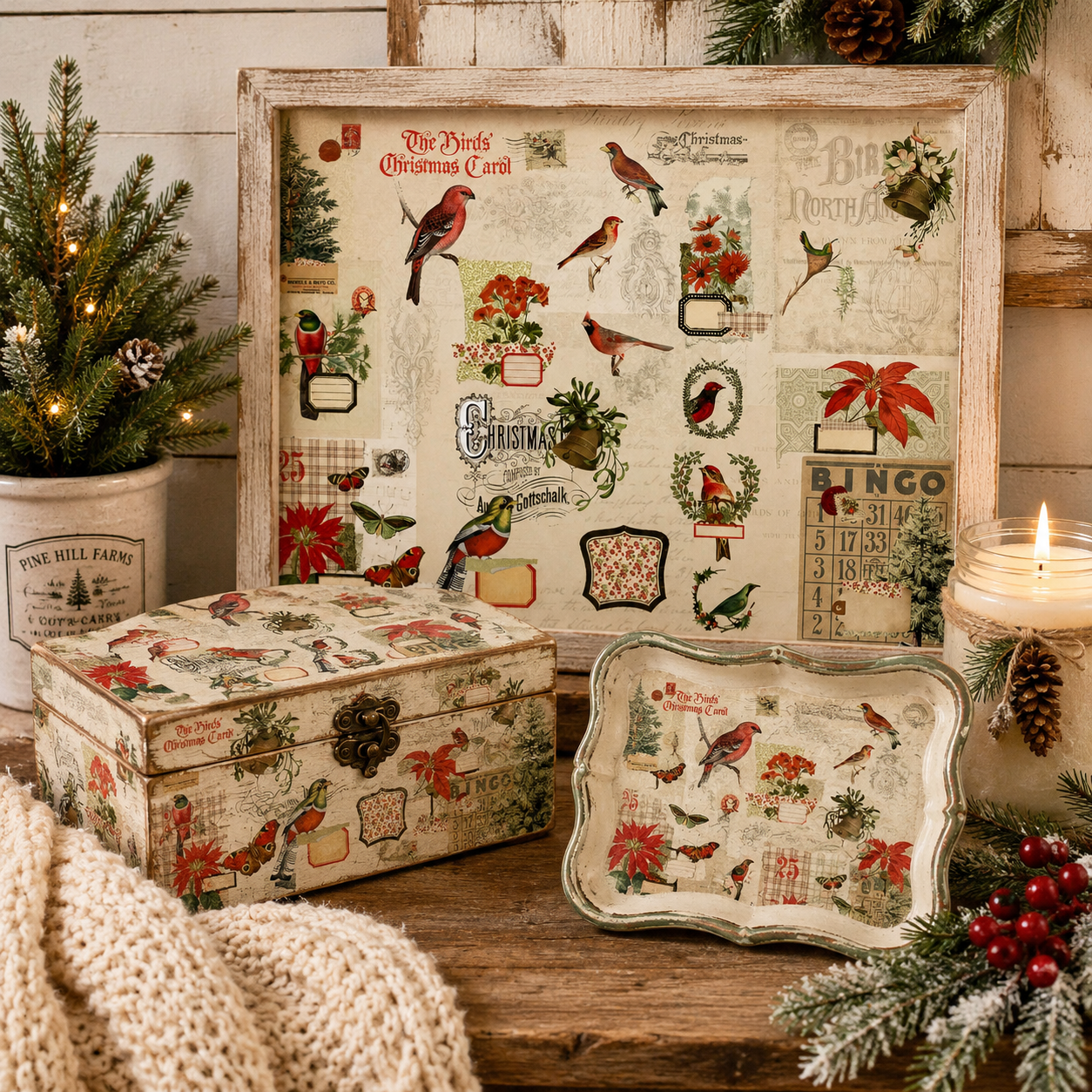 Roycycled Treasures Christmas Flock Masterboard Decoupage Paper