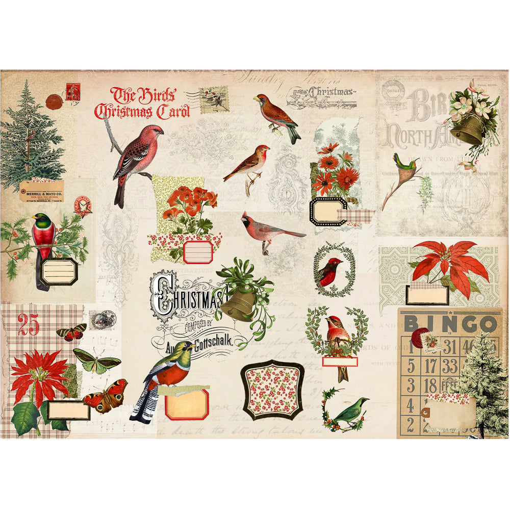 Roycycled Treasures Christmas Flock Masterboard Decoupage Paper