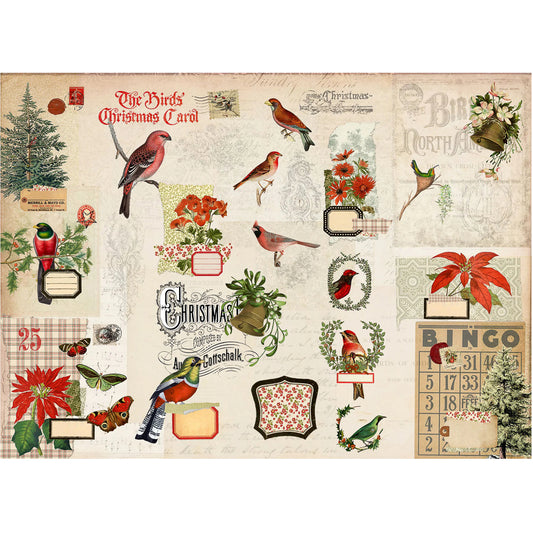 Christmas Flock Masterboard Decoupage Paper - Roycycled Treasures