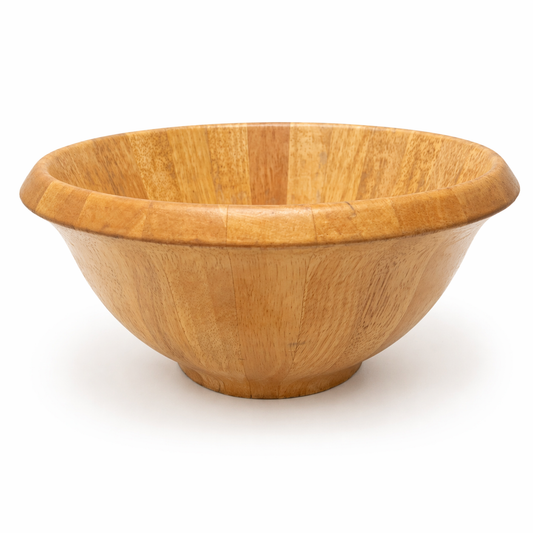 Vintage Clay Art Wood Bowl - 13 Inch Decorative Serving Bowl Thailand