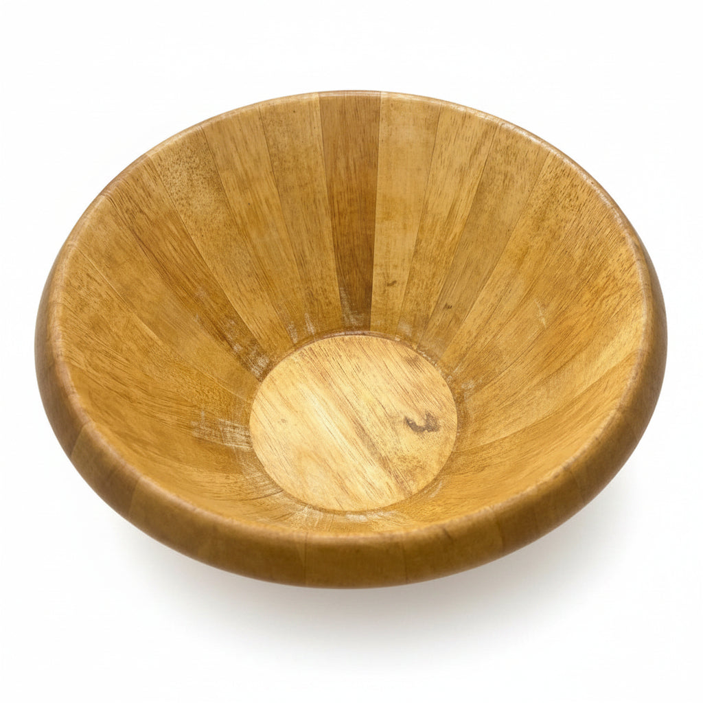 Vintage Clay Art Wood Bowl - 13 Inch Decorative Serving Bowl Thailand