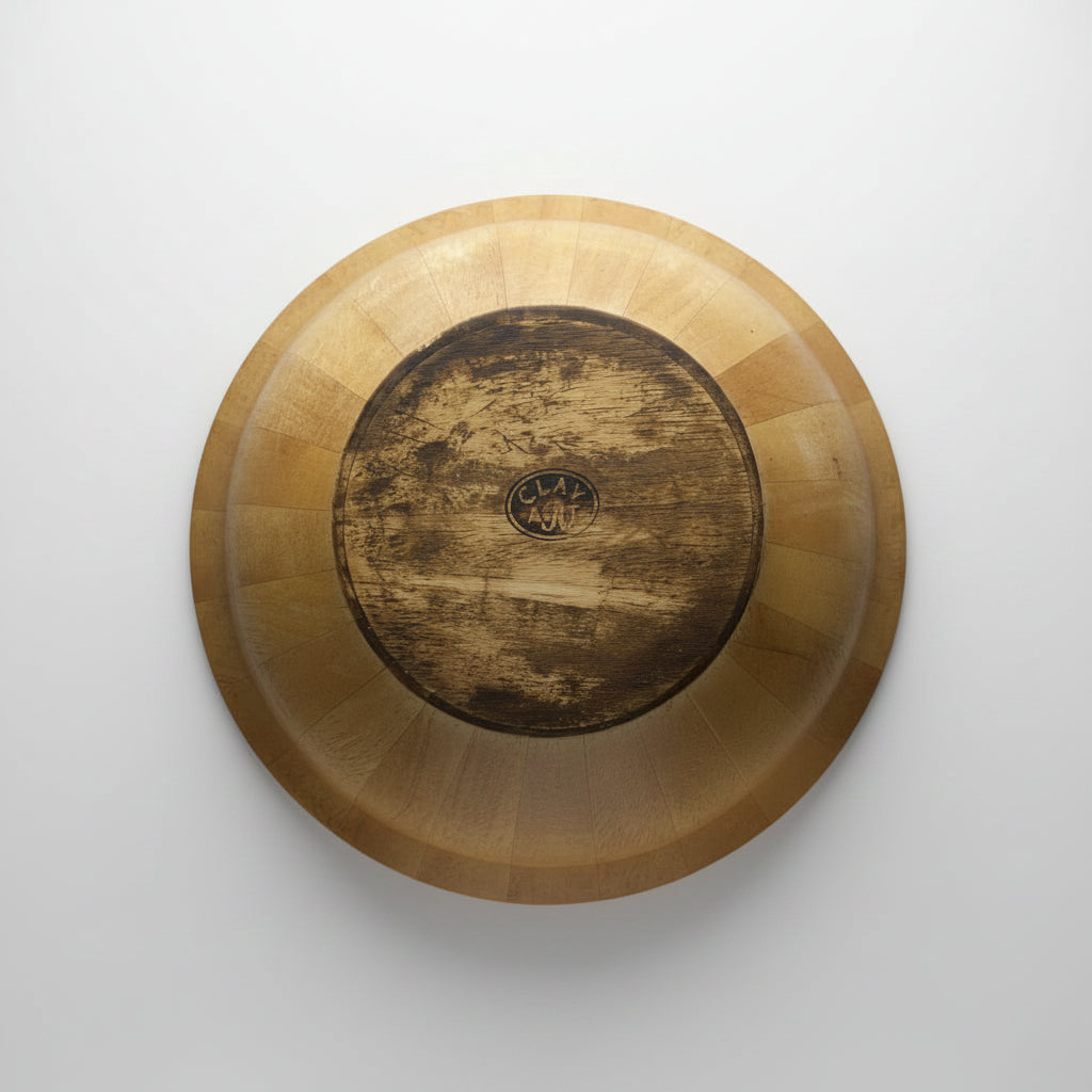 Vintage Clay Art Wood Bowl - 13 Inch Decorative Serving Bowl Thailand