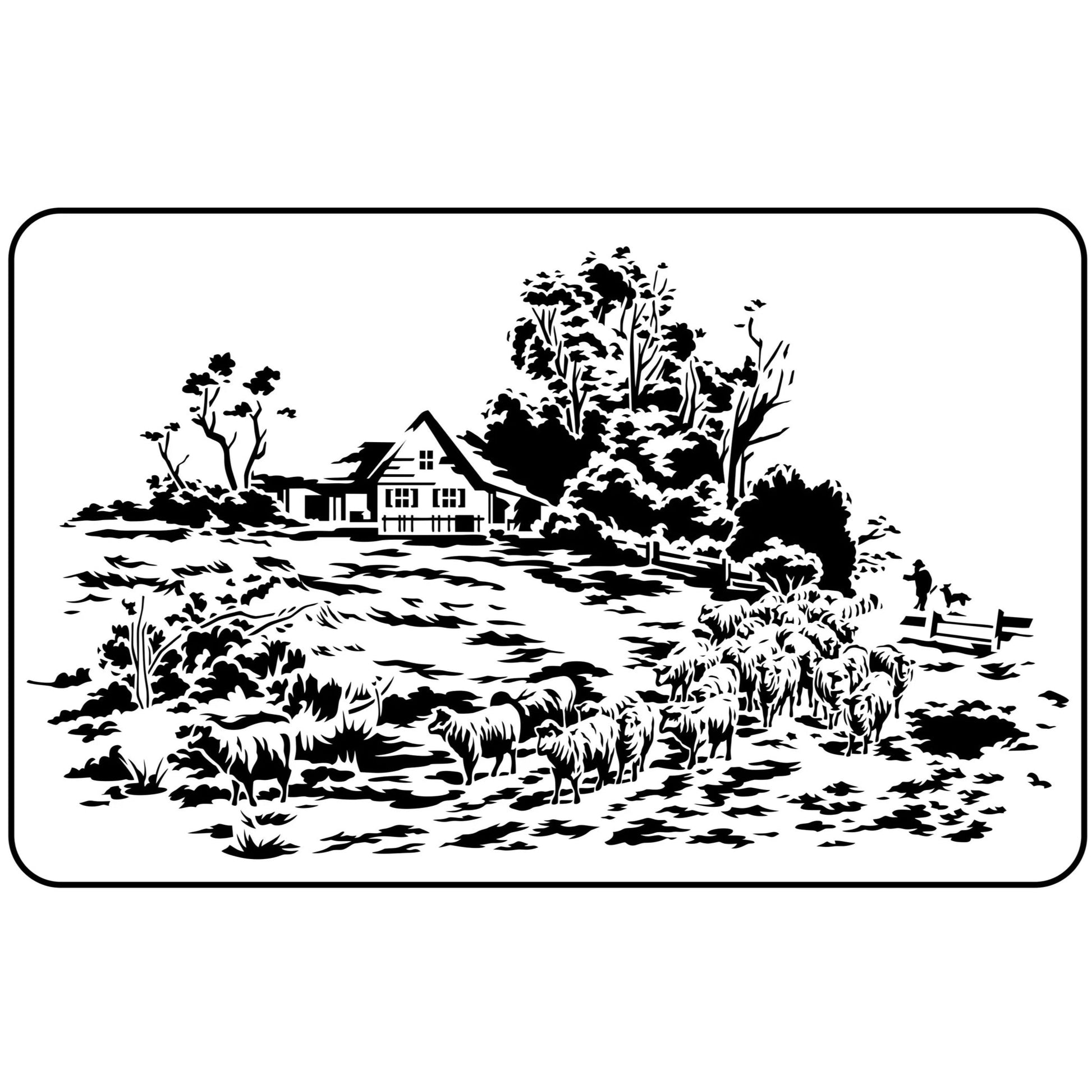 JRV Cottage Pastoral Stencil - 17.5" x 11" Mylar Made in USA