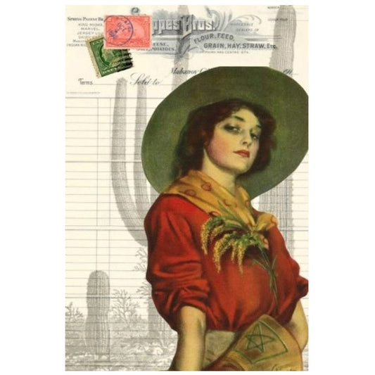 Roycycled Treasures Cowgirl Ephemera Decoupage Paper - 20"x30"