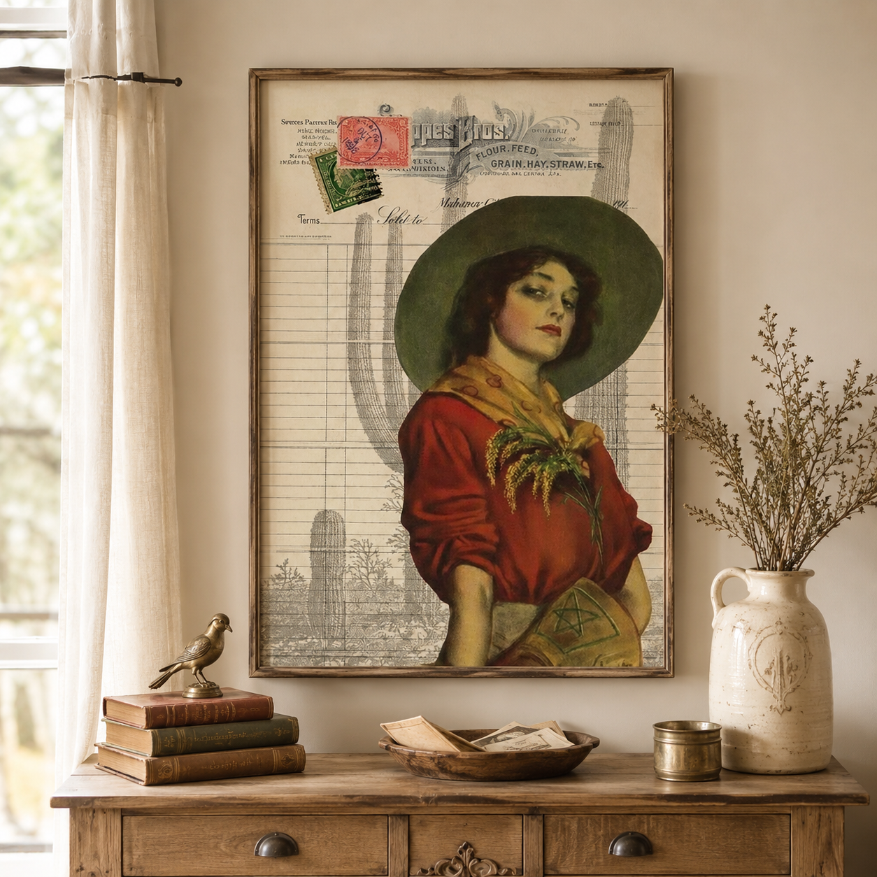 Roycycled Treasures Cowgirl Ephemera Decoupage Paper - 20"x30"