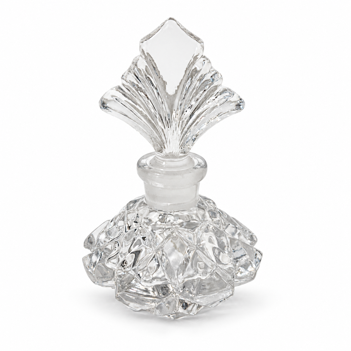 Vintage Art Deco 24% Lead Crystal Perfume Bottle with Stopper