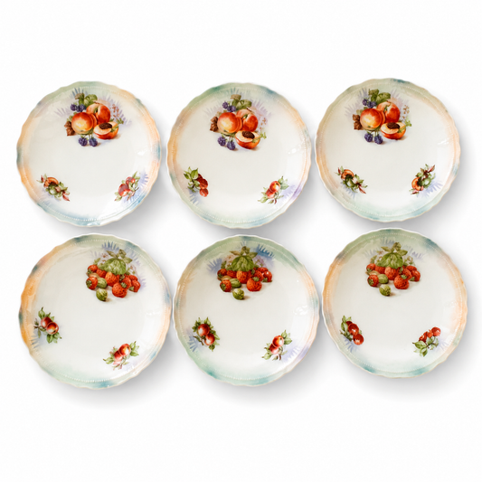 Vintage Dessert Plates Made in Germany - Set of 6 Strawberry & Peach