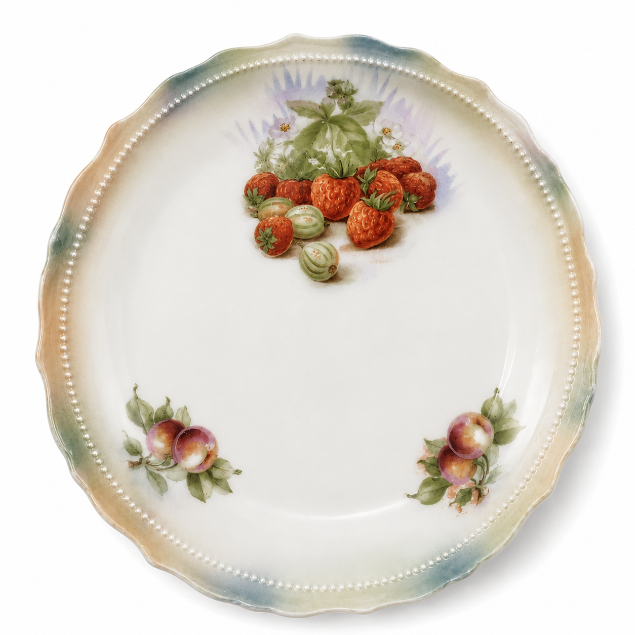Vintage Dessert Plates Made in Germany - Set of 6 Strawberry & Peach