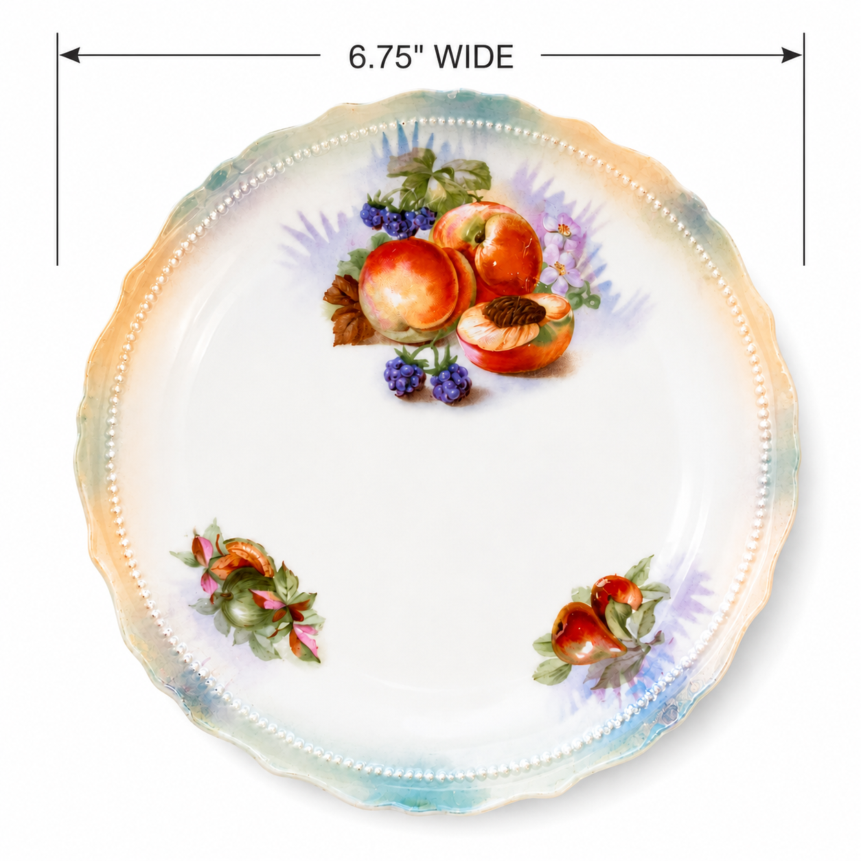 Vintage Dessert Plates Made in Germany - Set of 6 Strawberry & Peach