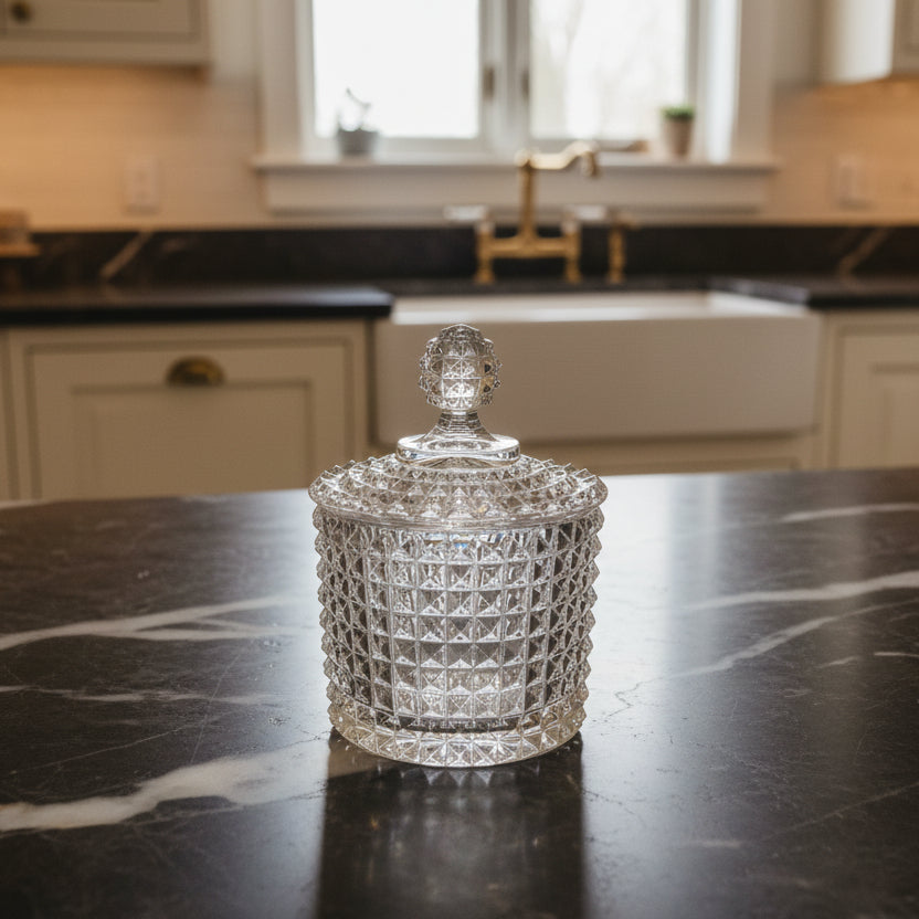 Diamond Glass Lidded Candy Dish