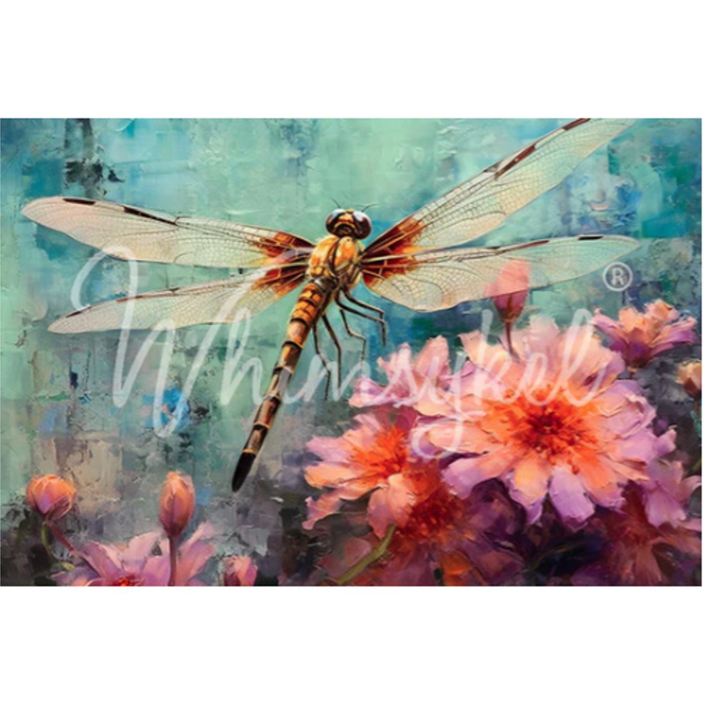 Whimsykel Designs Dragonfly Dance Decoupage Paper - 29" x 21" 18 lb