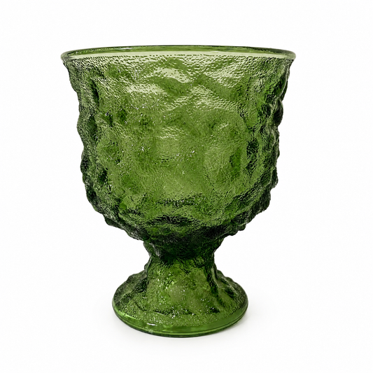 1960s E.O. Brody A102 Green Crinkle Glass Vase - Vintage Holiday Decor