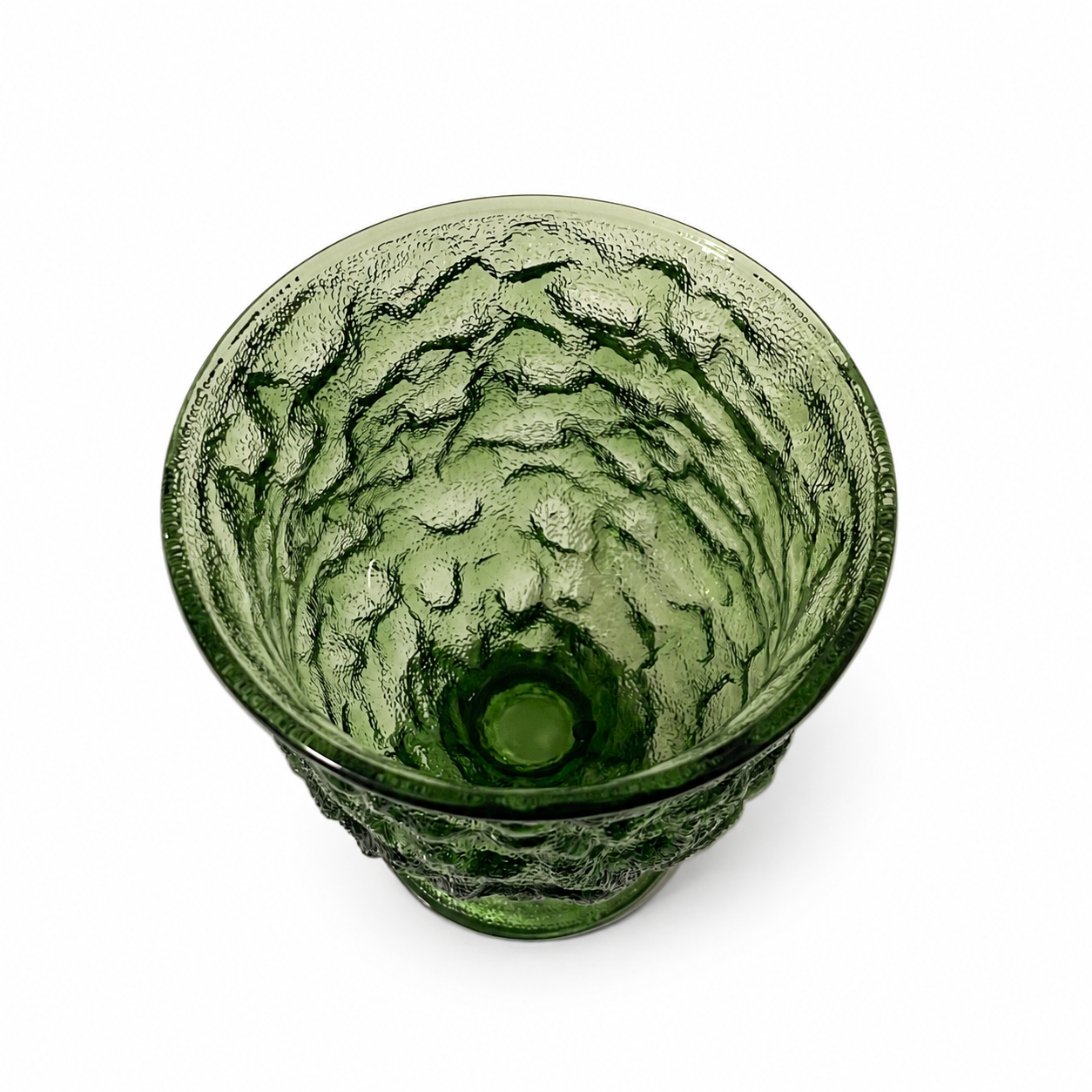 1960s E.O. Brody A102 Green Crinkle Glass Vase - Vintage Holiday Decor