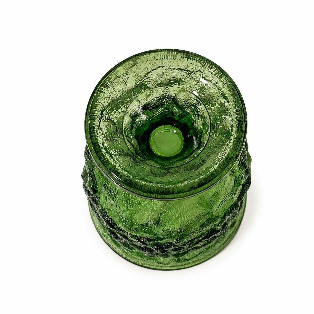 1960s E.O. Brody A102 Green Crinkle Glass Vase - Vintage Holiday Decor