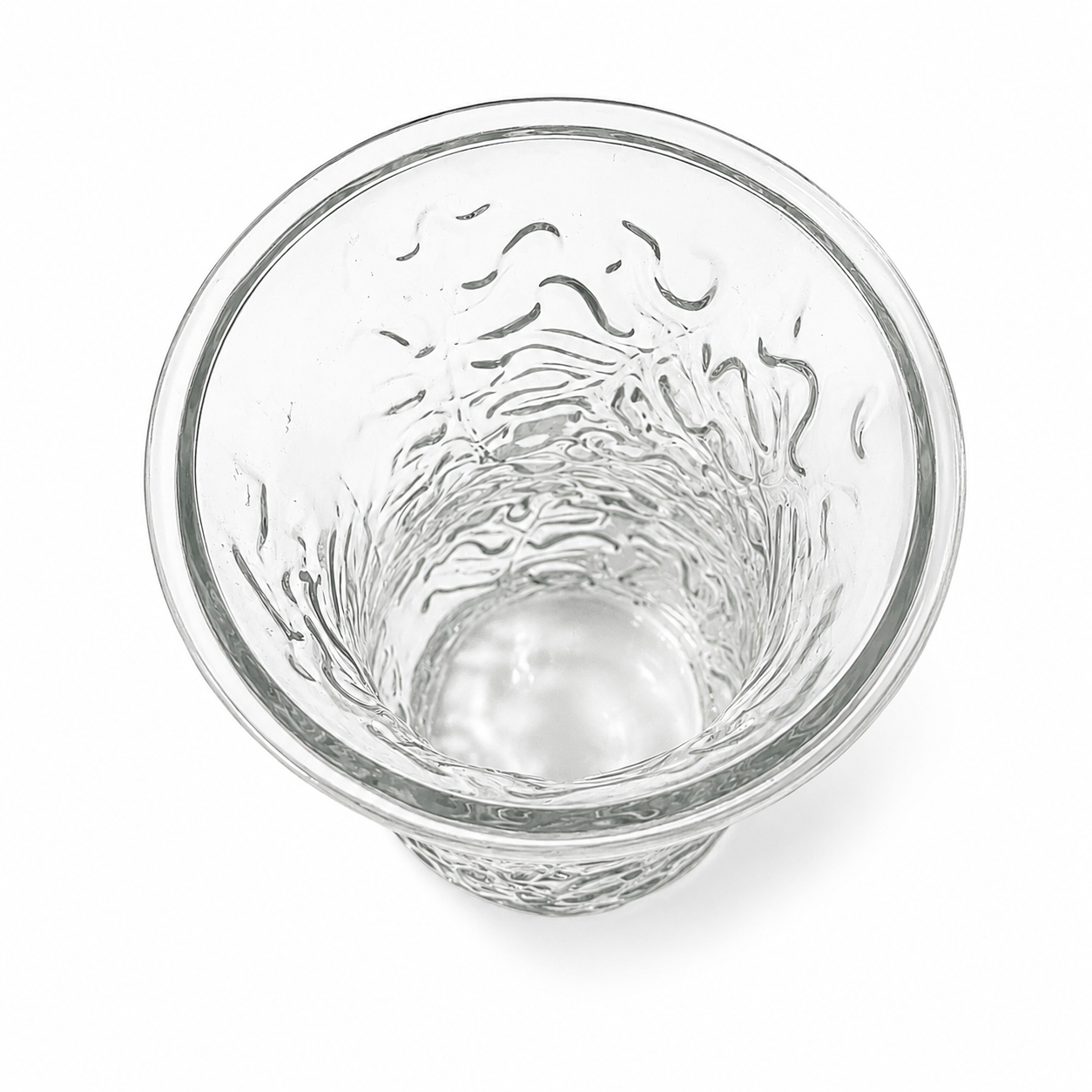 1970s EO Brody Embossed Oak Leaf Vase - Clear Glass Made in USA