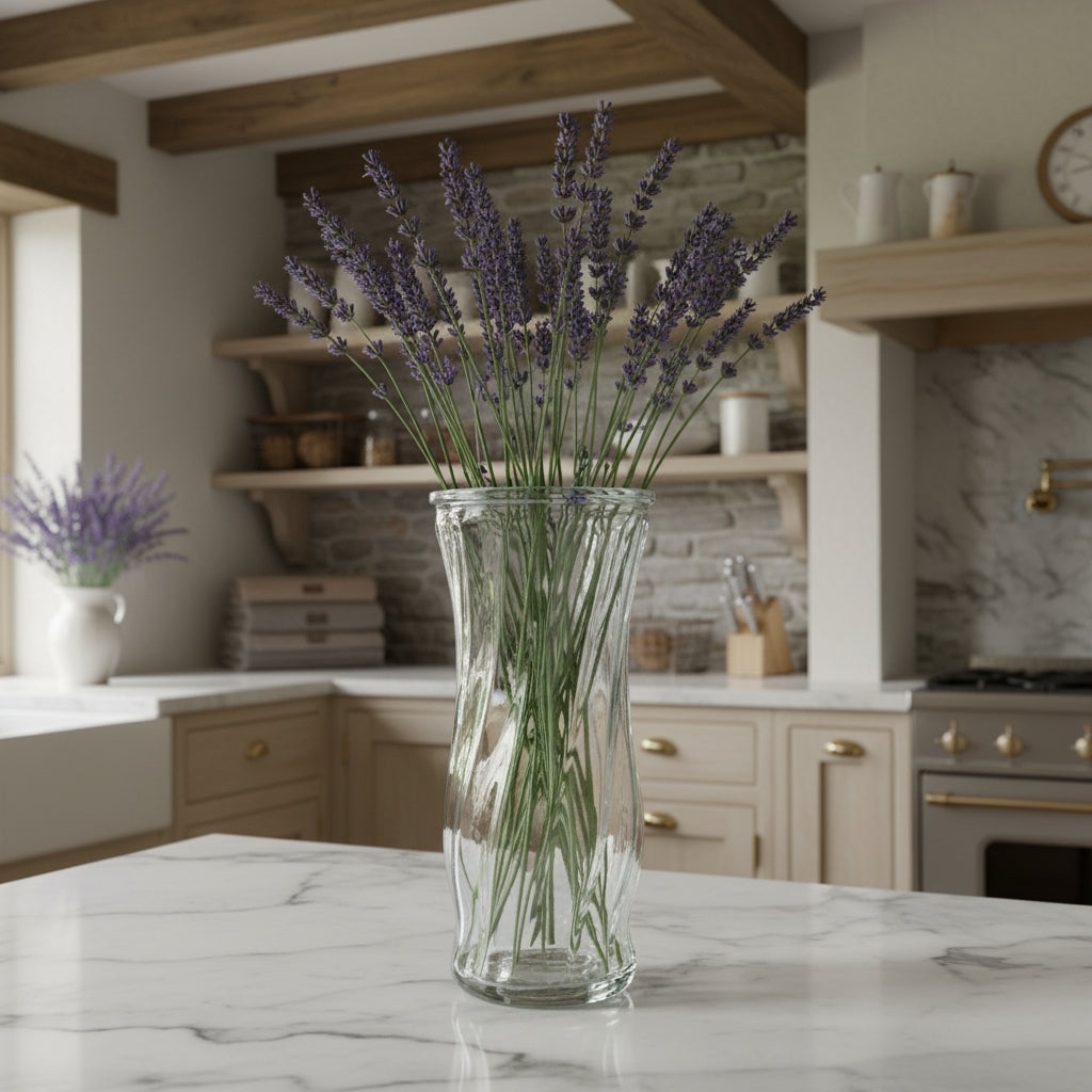 1960s EO Brody Clear Swirl Glass Vase #C972