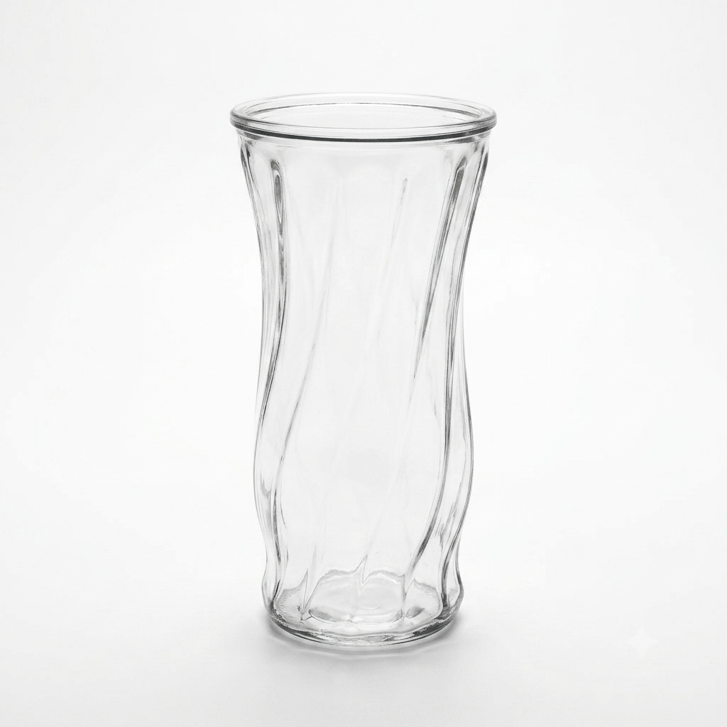 1960s EO Brody Clear Swirl Glass Vase C972 - USA Mid-Century Decor