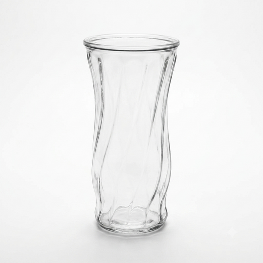 1960s EO Brody Clear Swirl Glass Vase C972 - USA Mid-Century Decor