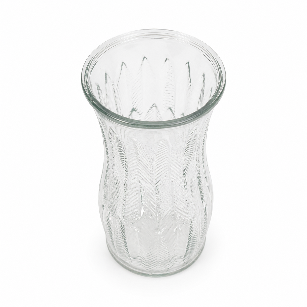 1960s EO Brody Feather Ribbed Clear Glass Vase #c972 - Crafted in USA