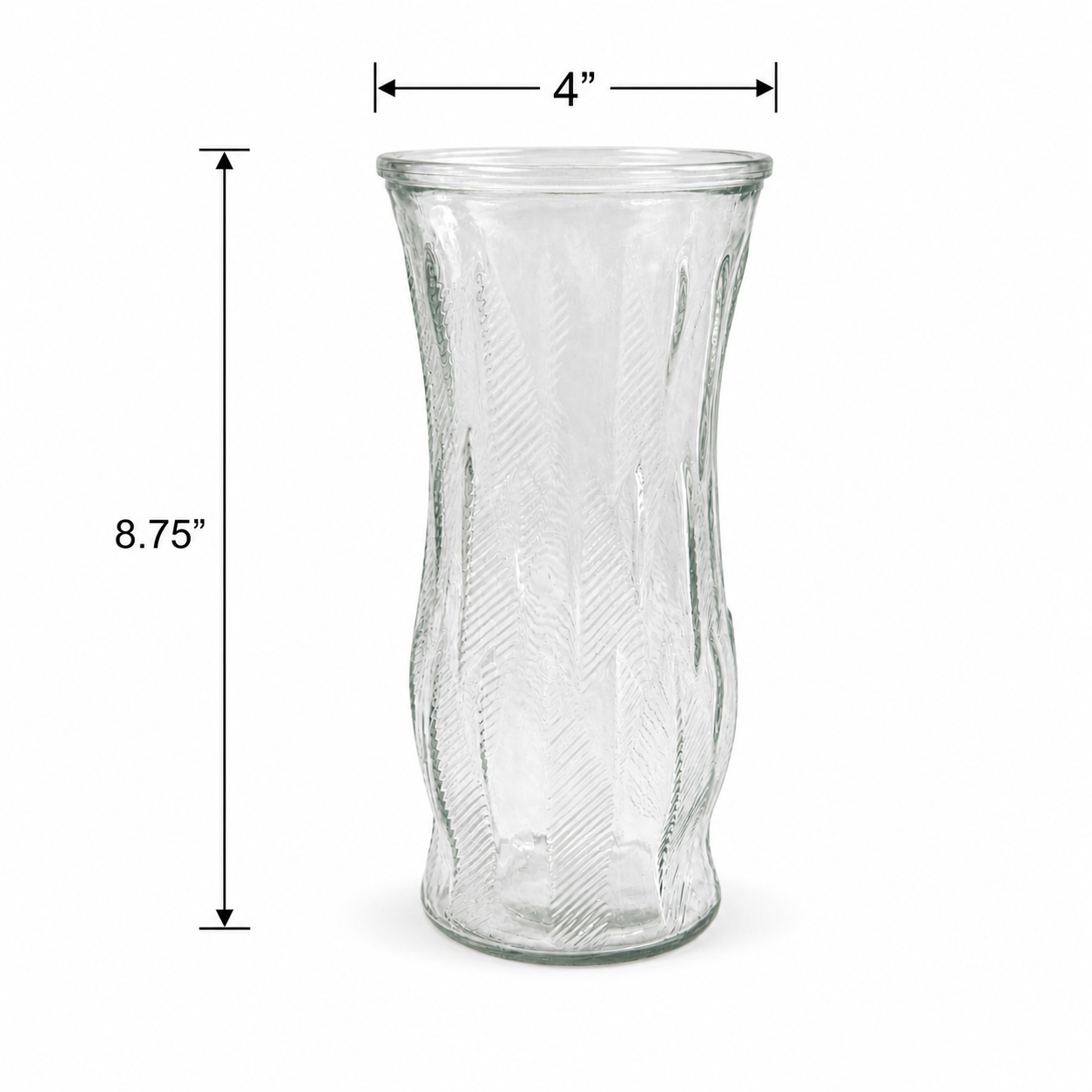 1960s EO Brody Feather Ribbed Clear Glass Vase #c972