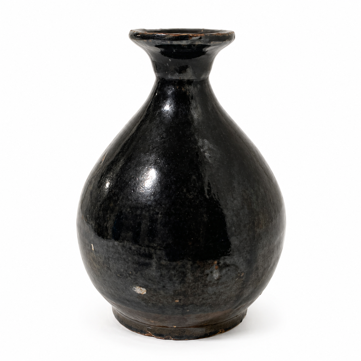 Vintage Art Pottery Vase Gray Brown Glaze - Earthenware Sake Bottle