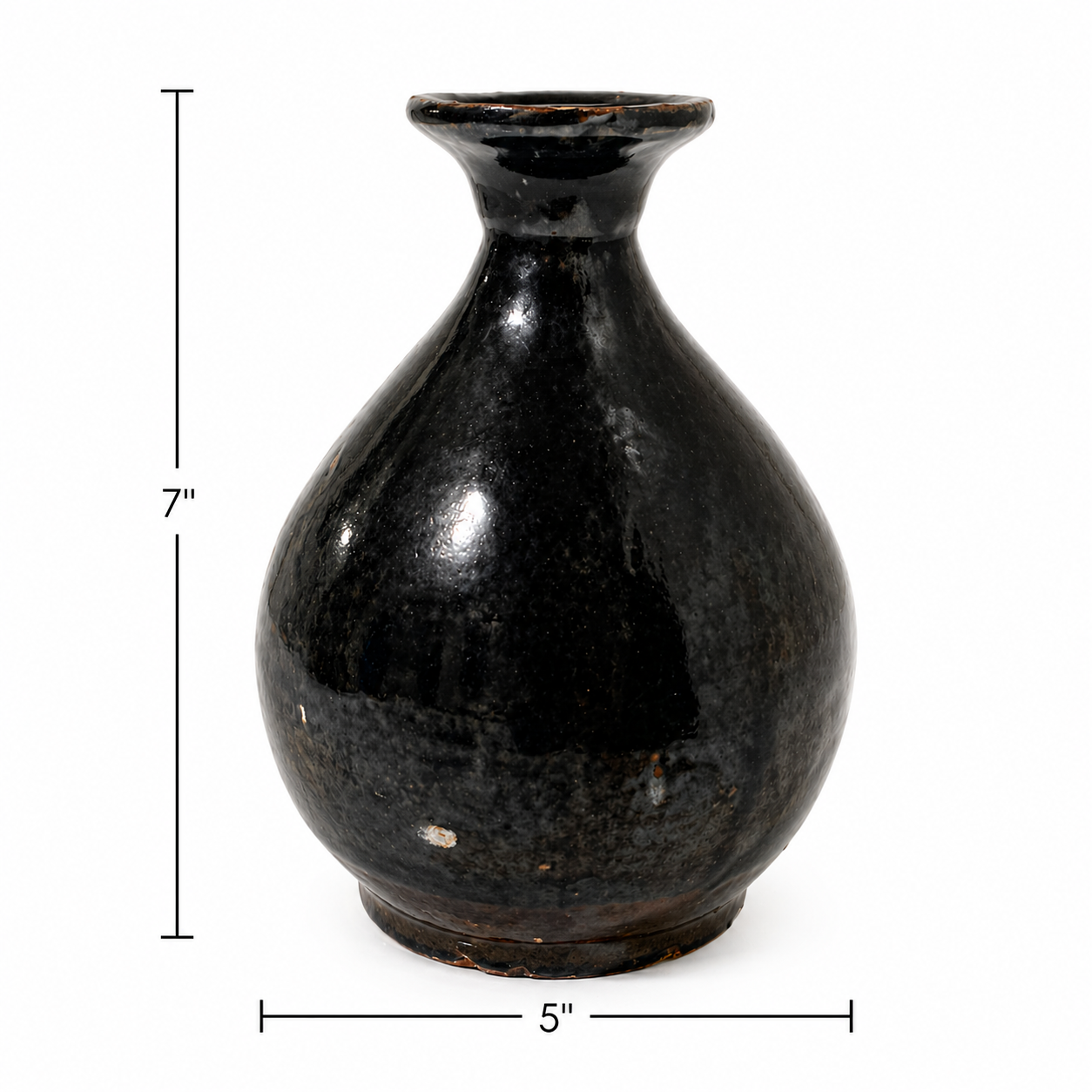Vintage Art Pottery Vase Gray Brown Glaze - Earthenware Sake Bottle