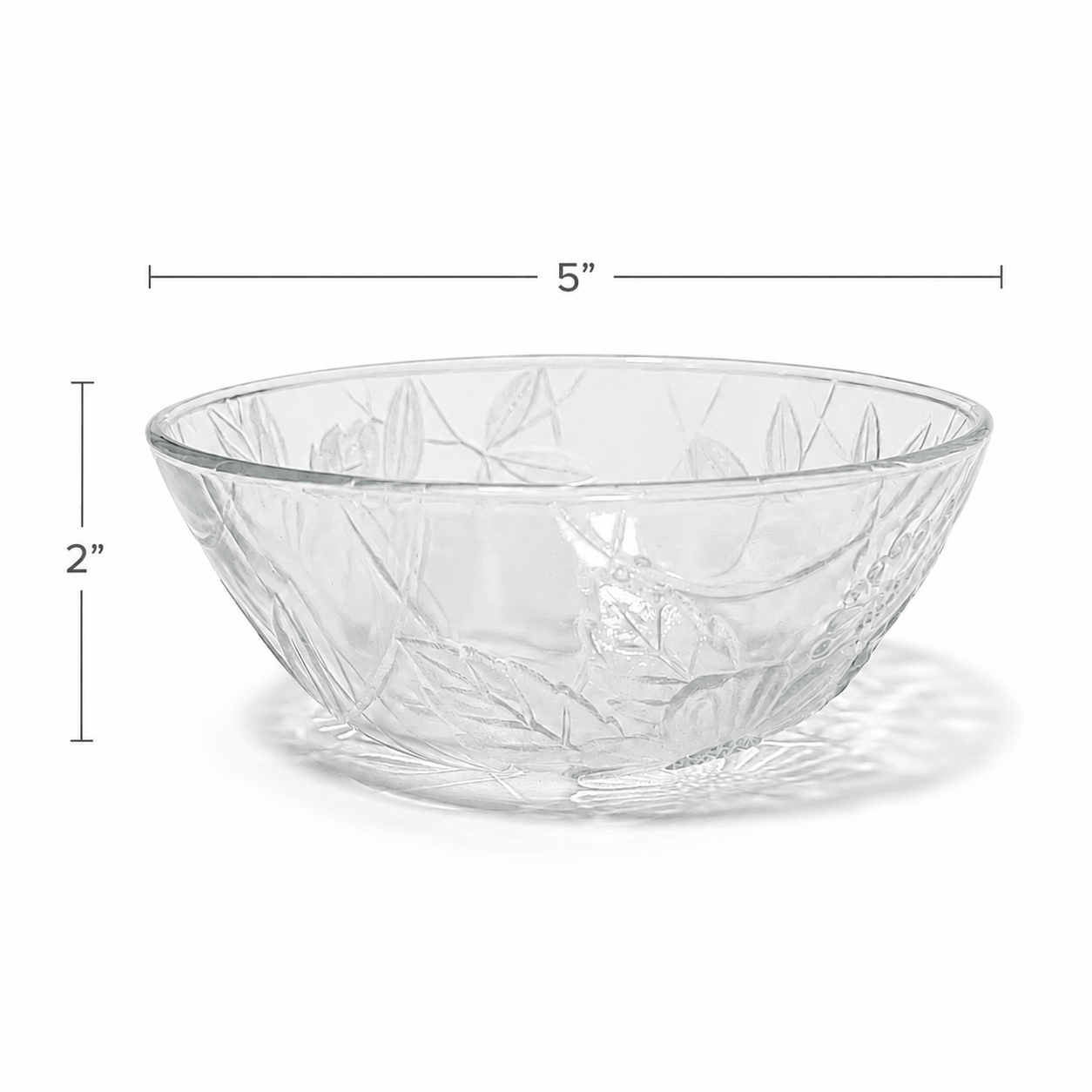 1980s First National Glassware Floral Embossed Bowl - Indonesia