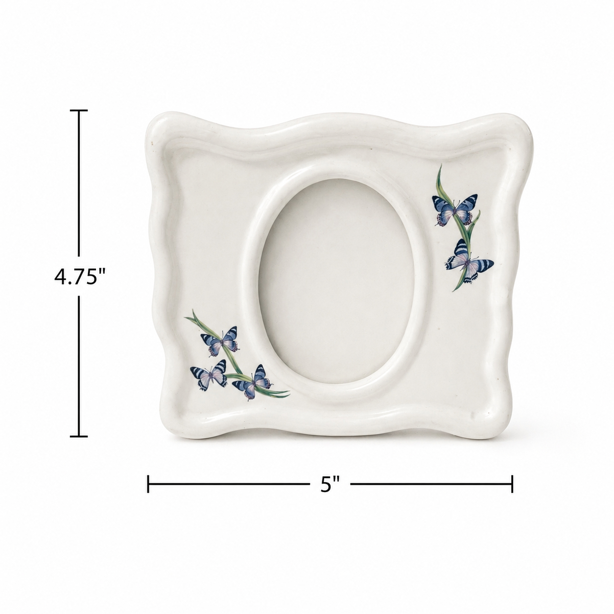 Vintage FTD Ceramic Picture Frame Planter Combo with Blue Butterflies
