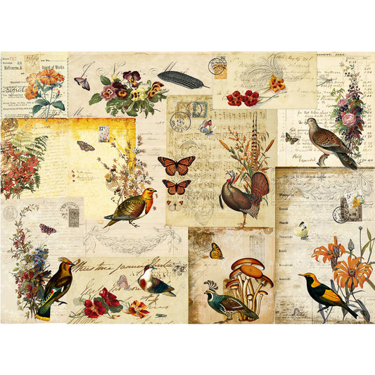 Roycycled Treasures Fall Flock Masterboard Decoupage Paper - 20 x 30