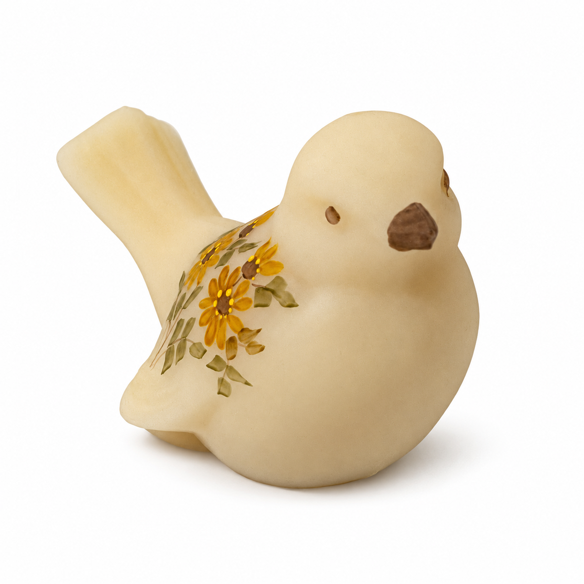 Vintage Fenton Daisies on Cameo Satin Glass Bird - Lisa Lesmasters