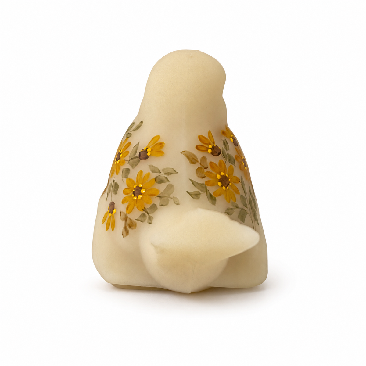 Vintage Fenton Daisies on Cameo Satin Glass Bird - Lisa Lesmasters