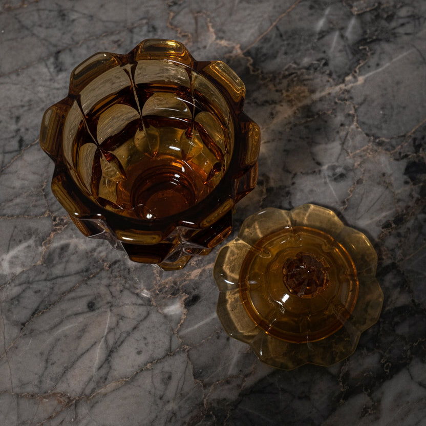 Vintage Fenton Valencia Amber Lidded Cigarette Box | USA c1969–1971