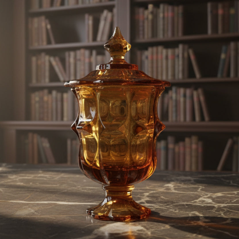 Vintage Fenton Valencia Amber Lidded Cigarette Box | USA c1969–1971