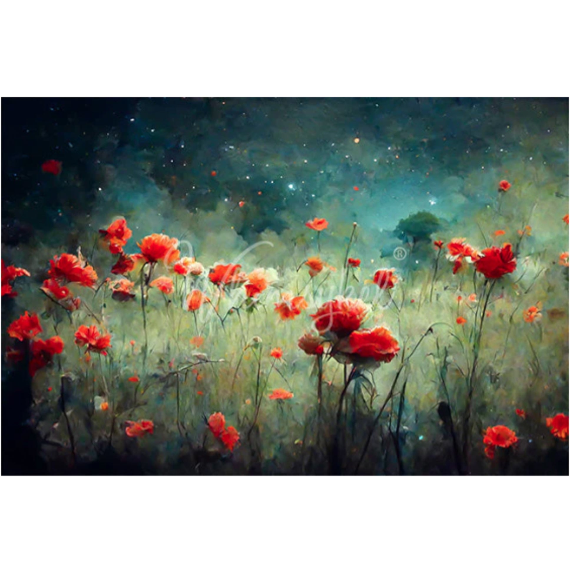 Whimsykel Designs Field of Poppies Decoupage Paper - 29" x 21" 18 LB