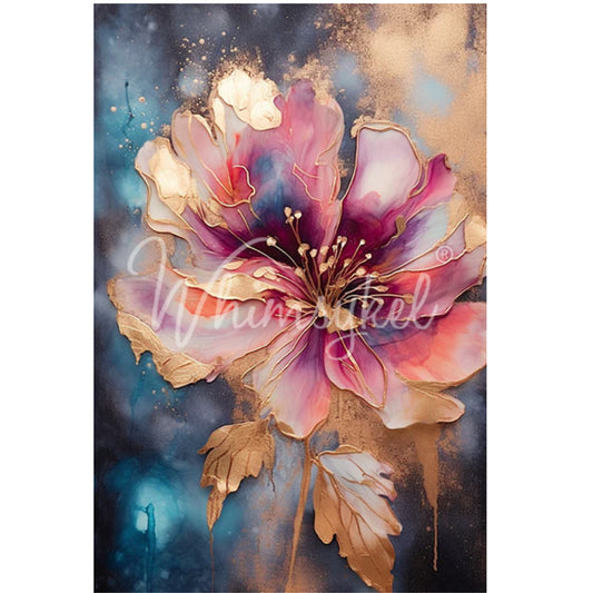 Whimsykel Designs Floral Metallic Decoupage Paper - 29" x 21" 18 lb
