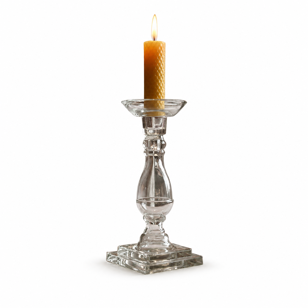 CTW Clear Glass Taper Candle Holder - Vintage-Inspired Candlestick