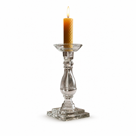CTW Clear Glass Taper Candle Holder - Vintage-Inspired Candlestick