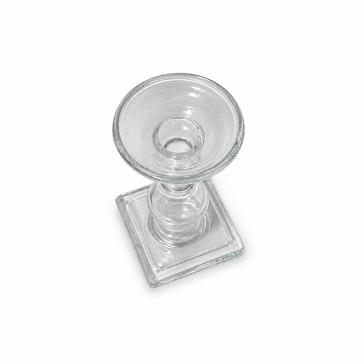 CTW Clear Glass Taper Candle Holder - Vintage-Inspired Candlestick