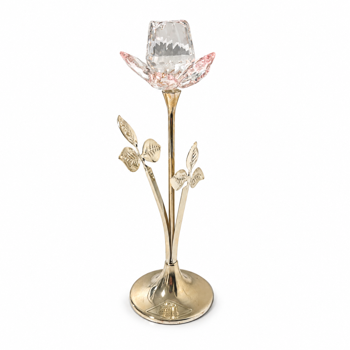 Vintage Godinger Shannon Crystal Rose Sculpture – Silver Plate Base