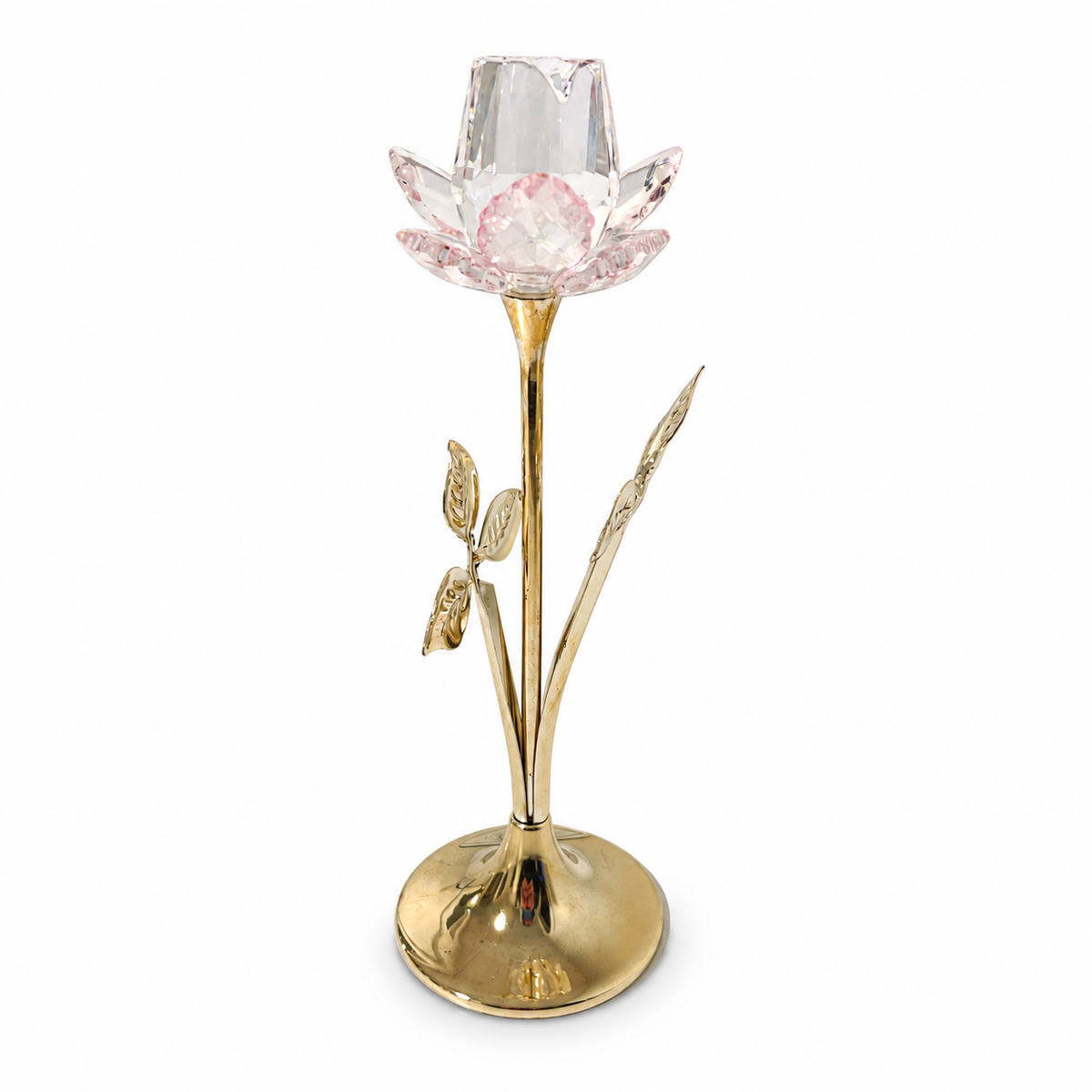 Vintage Godinger Shannon Crystal Rose Sculpture – Silver Plate Base