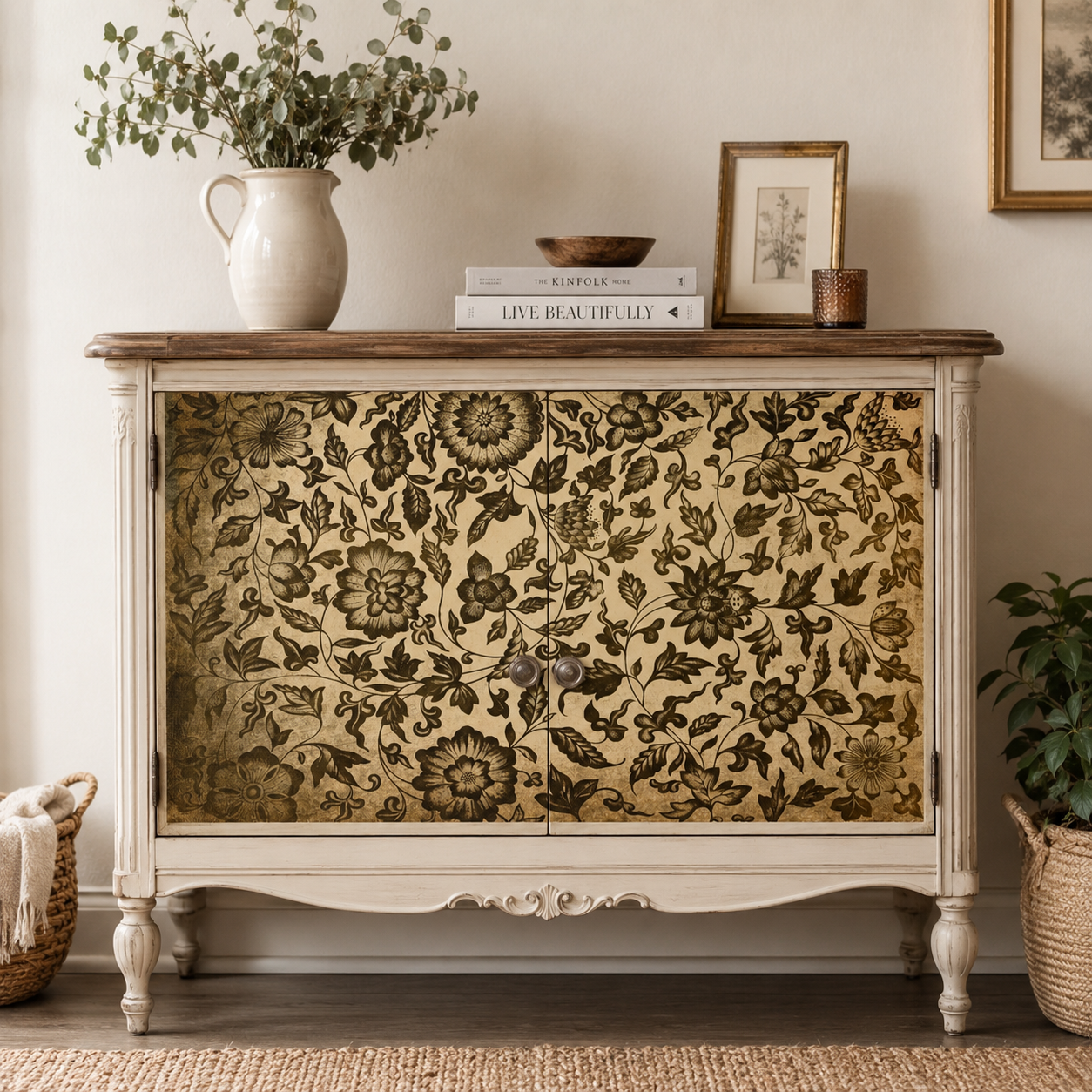 Roycycled Treasures Grungy Floral Decoupage Paper - 20" x 30"