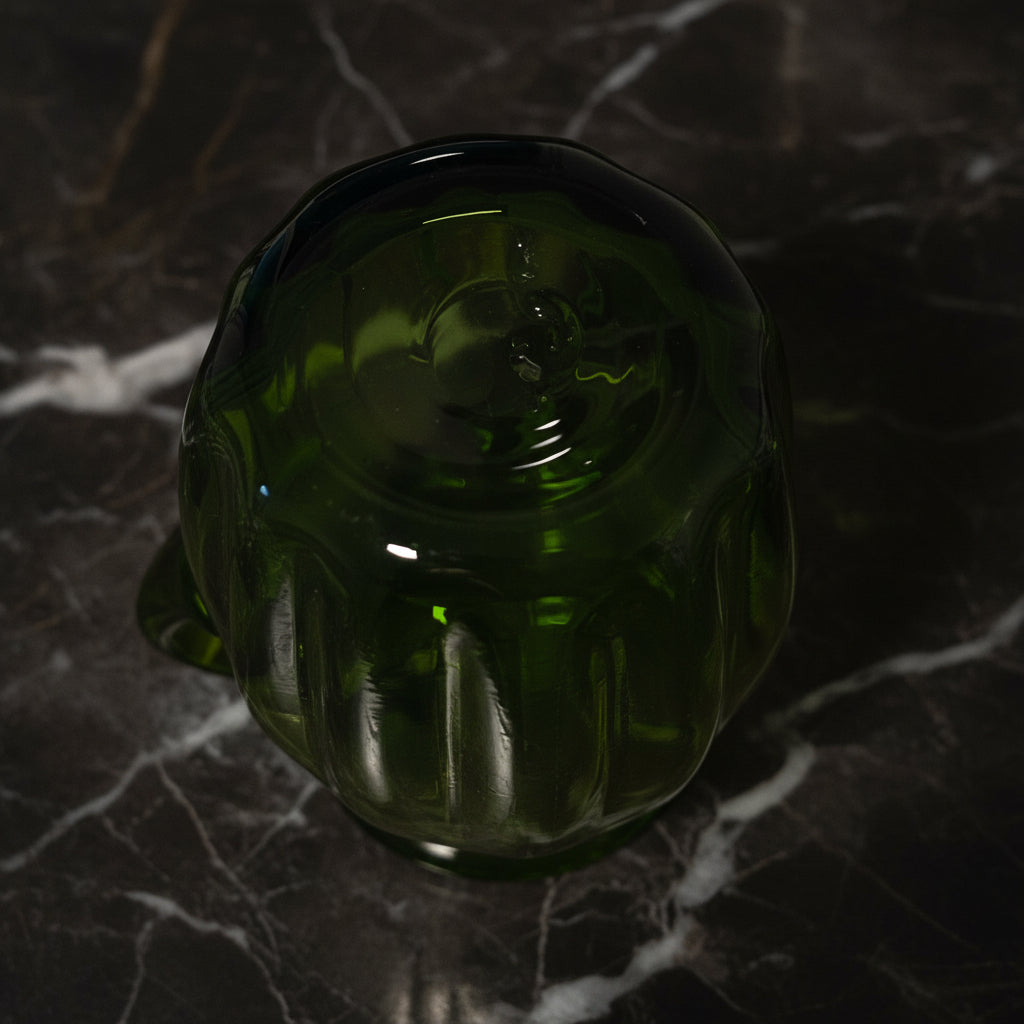 Vintage Hand Blown Green Glass Pitcher - Decorative Glassware
