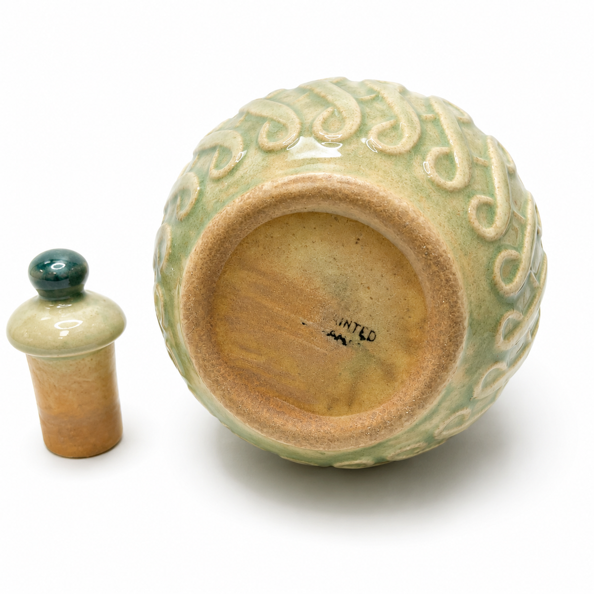 Vintage Hand-Painted Japanese Ceramic Cruet with Lid - Bird & Floral