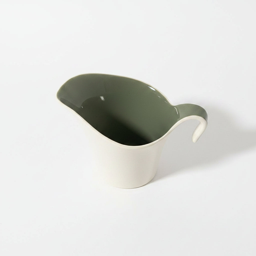 Vintage Harker Coronet Creamer - Ivory & Green 6oz Pitcher USA 1960s