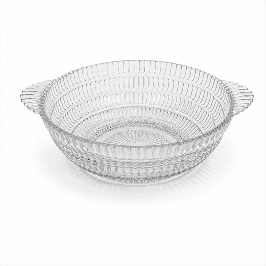 Vintage Hazel Atlas Beehive Clear Glass Serving Bowl with Handles