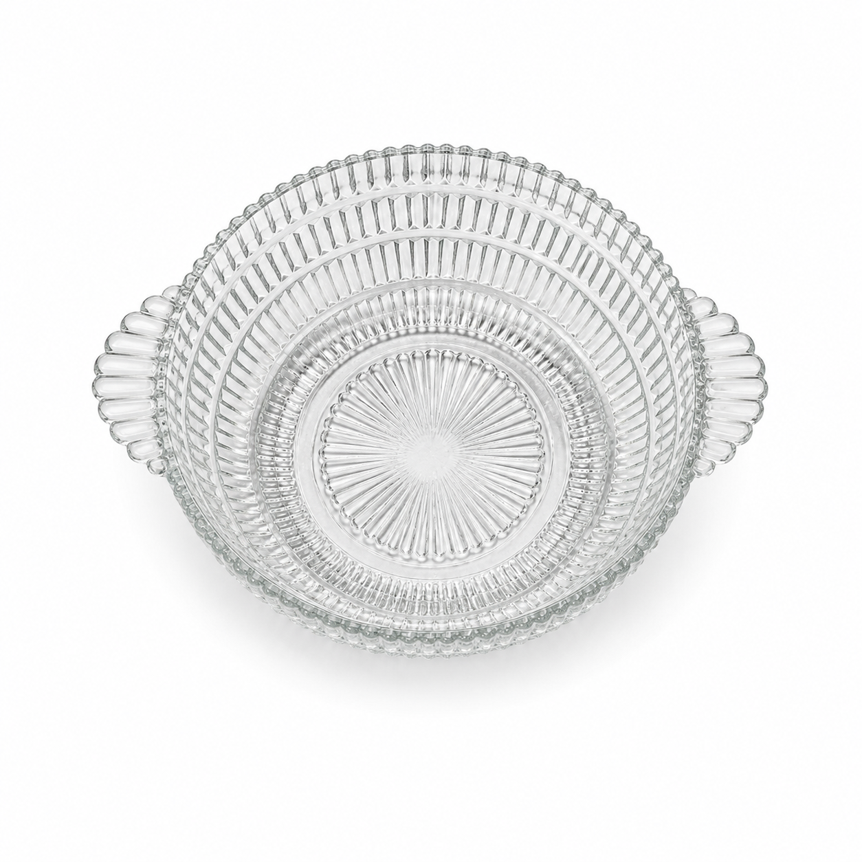 Vintage Hazel Atlas Beehive Clear Glass Serving Bowl with Handles